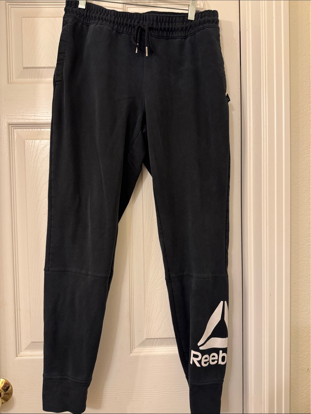 Reebok BlackLogo Joggers with White Branding